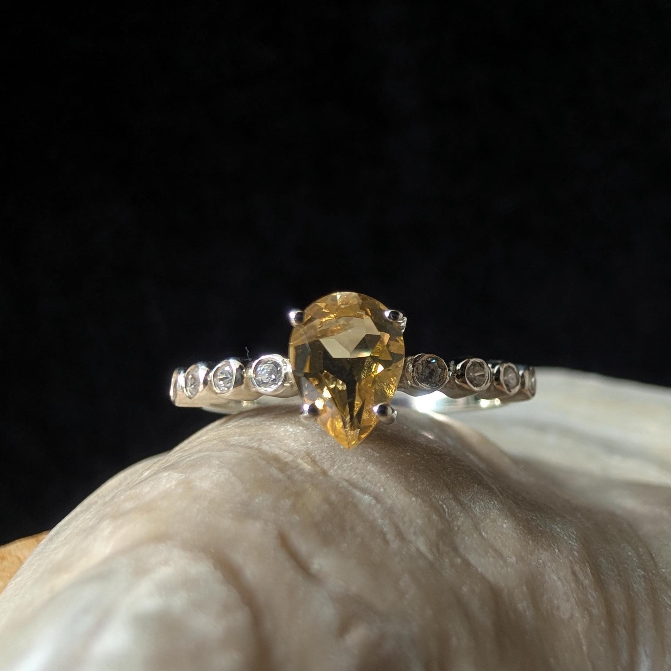 Statement citrine and white topaz ring | 925 Sterling Silver
