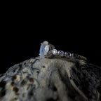 Statement rainbow moonstone and white topaz ring | 925 Sterling Silver