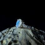 Statement rainbow moonstone and white topaz ring | 925 Sterling Silver