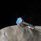 Statement rainbow moonstone and white topaz ring | 925 Sterling Silver