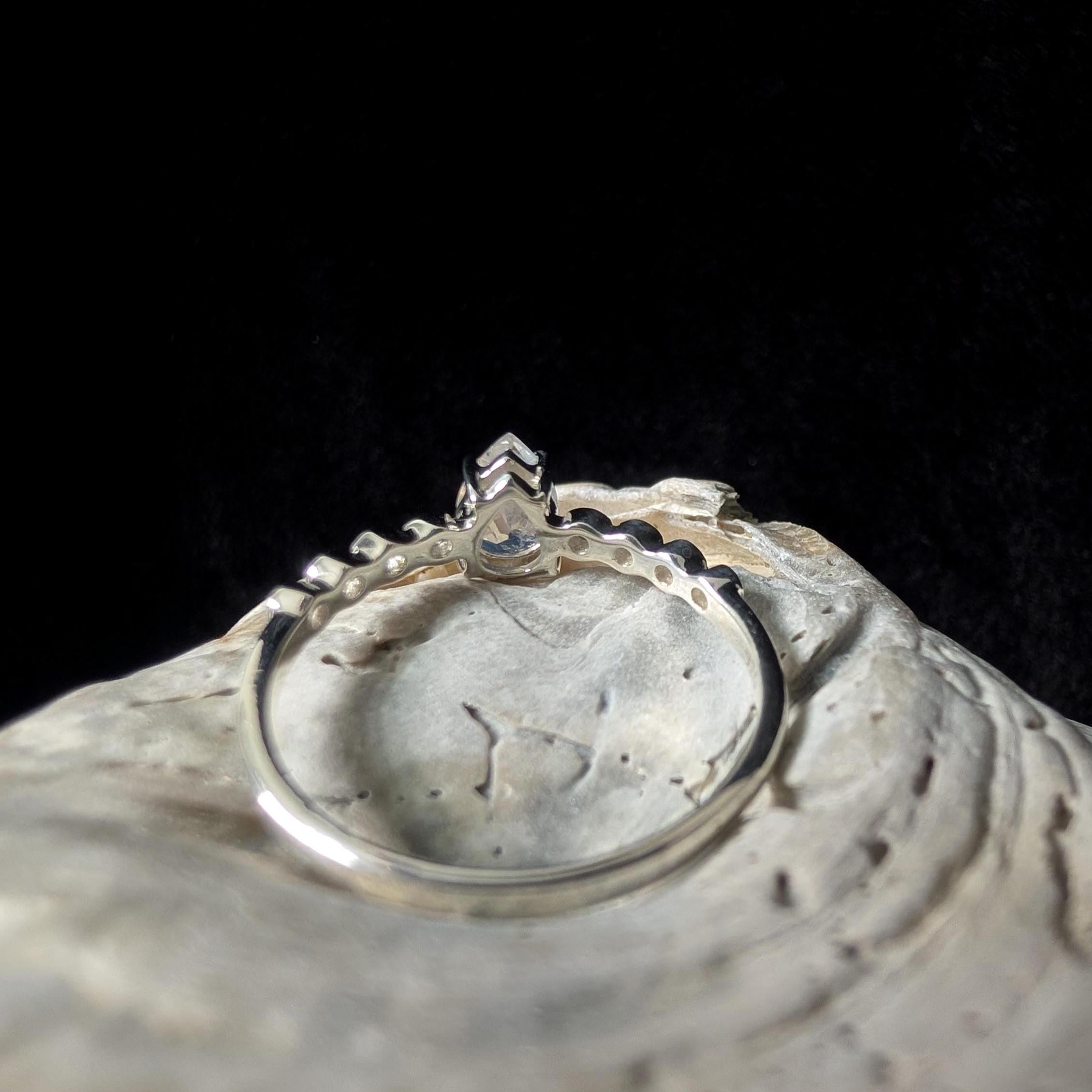 Statement rainbow moonstone and white topaz ring | 925 Sterling Silver