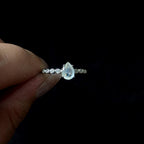 Statement rainbow moonstone and white topaz ring | 925 Sterling Silver