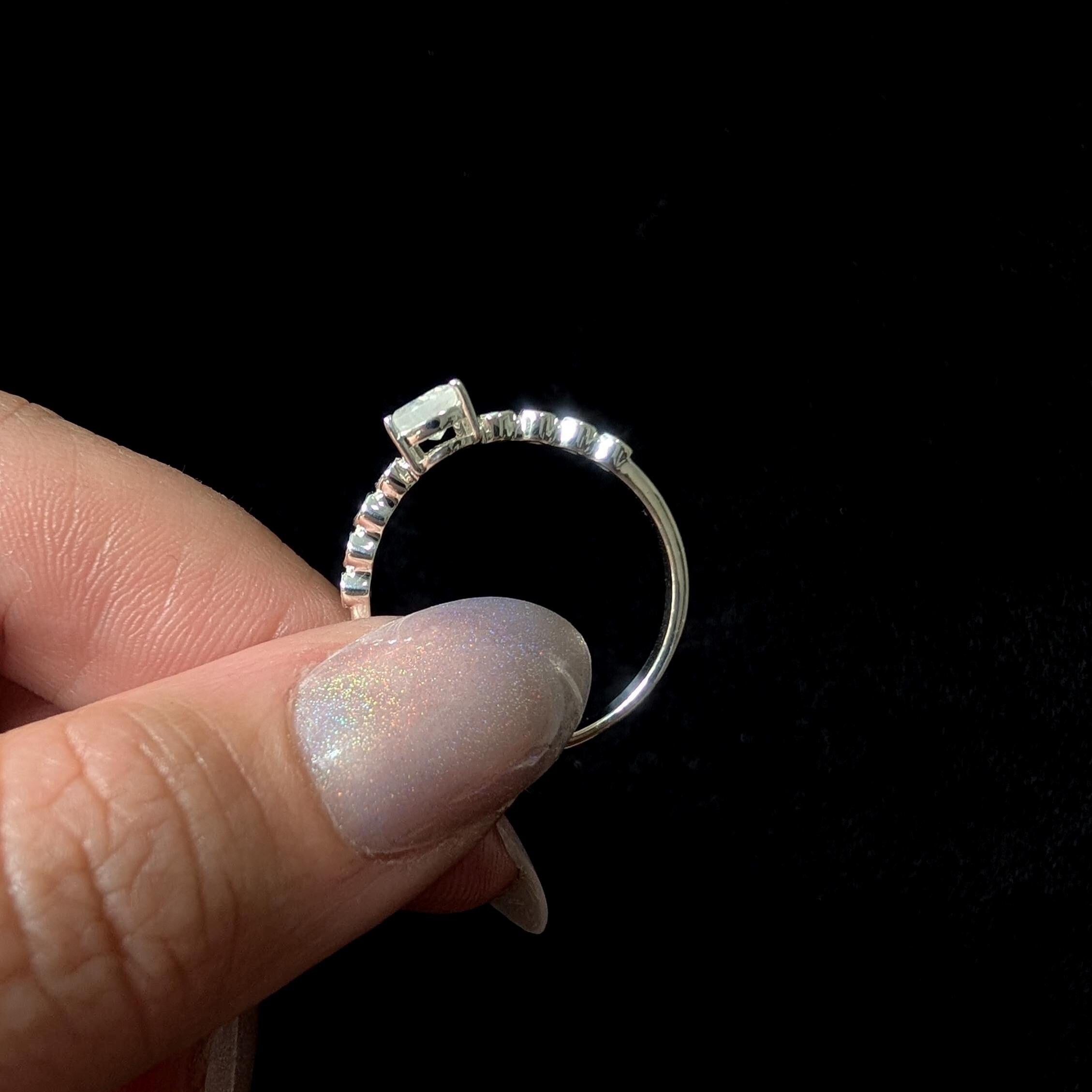 Statement rainbow moonstone and white topaz ring | 925 Sterling Silver