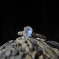 Statement rainbow moonstone and white topaz ring | 925 Sterling Silver
