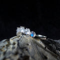 Crown rainbow moonstone ring | 925 Sterling Silver