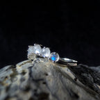 Crown rainbow moonstone ring | 925 Sterling Silver