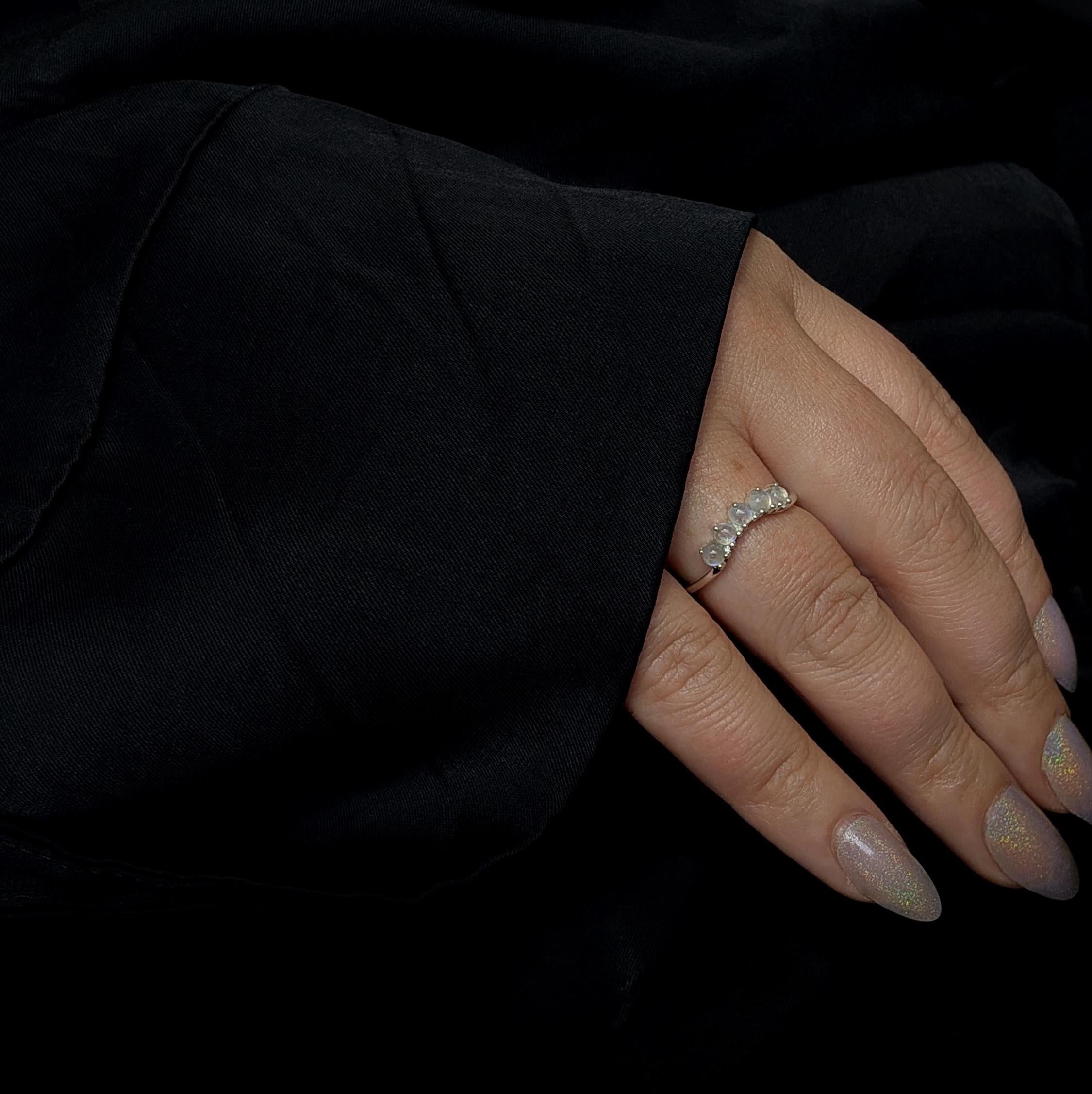Crown rainbow moonstone ring | 925 Sterling Silver