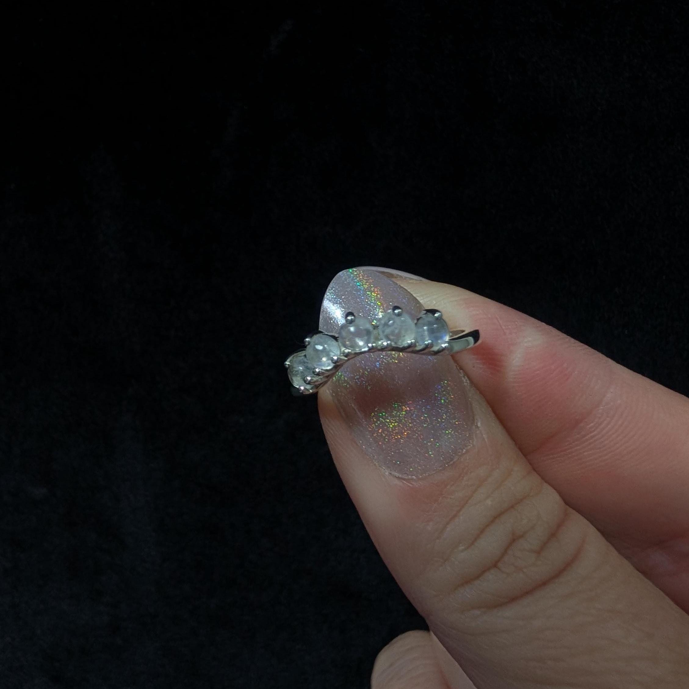 Crown rainbow moonstone ring | 925 Sterling Silver