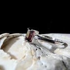 Elegant natural garnet rectangle ring | 925 Sterling Silver