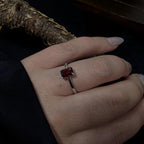 Elegant natural garnet rectangle ring | 925 Sterling Silver
