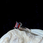 Elegant natural garnet rectangle ring | 925 Sterling Silver