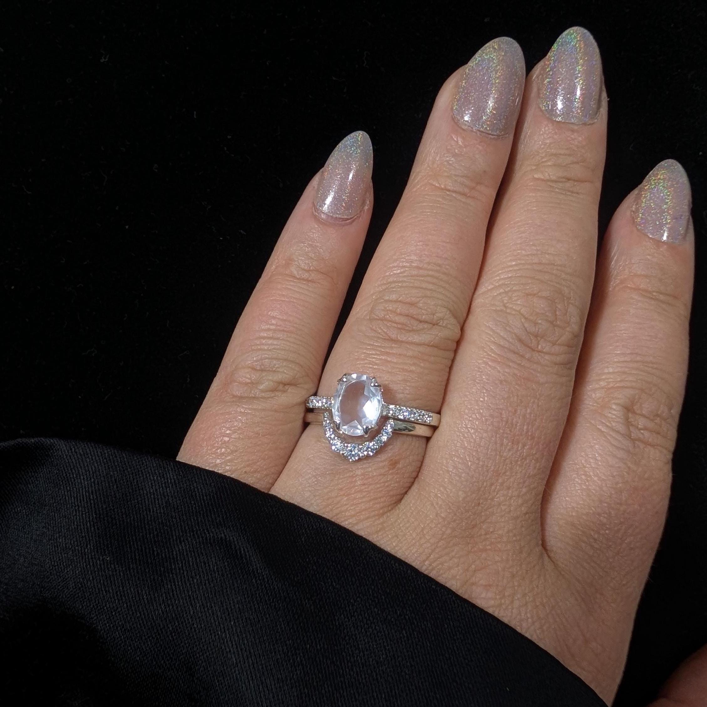 White topaz stacking enhancer ring | 925 Sterling Silver