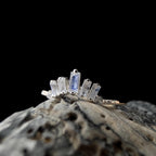 Rainbow moonstone stacking enhancer ring | 925 Sterling Silver