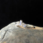 Rainbow moonstone stacking enhancer ring | 925 Sterling Silver