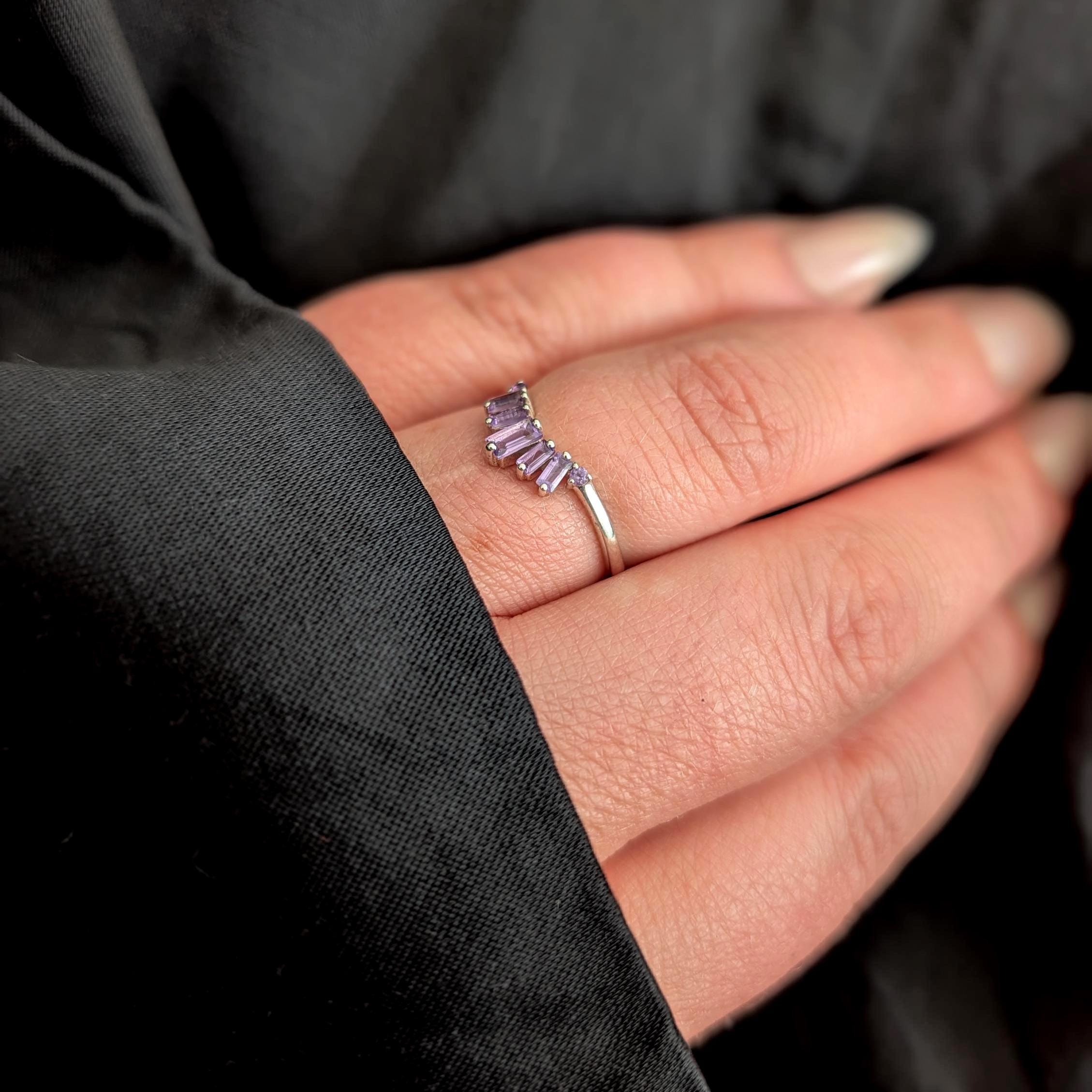 Amethyst stacking enhancer ring | 925 Sterling Silver