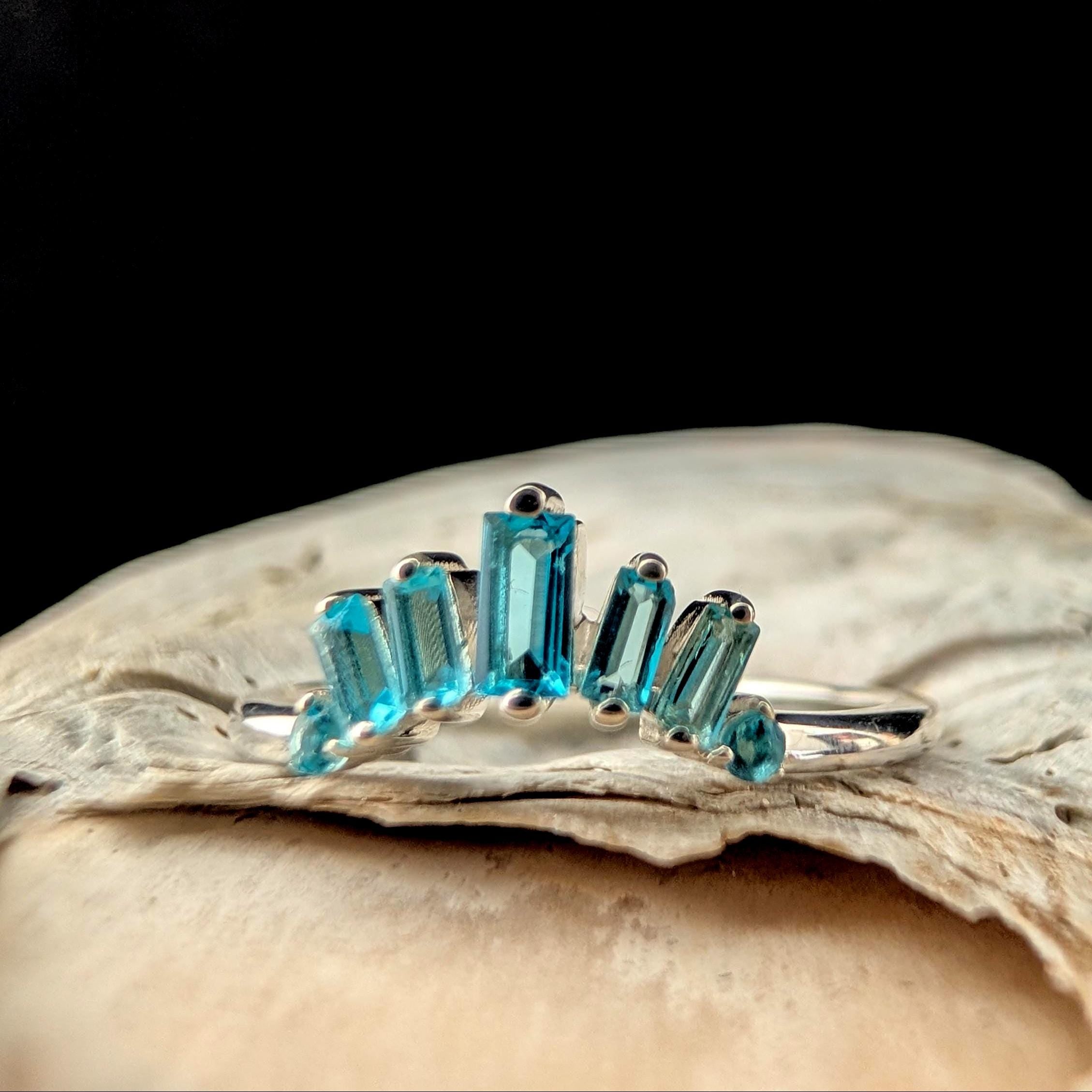 Blue Topaz stacking enhancer ring | 925 Sterling Silver