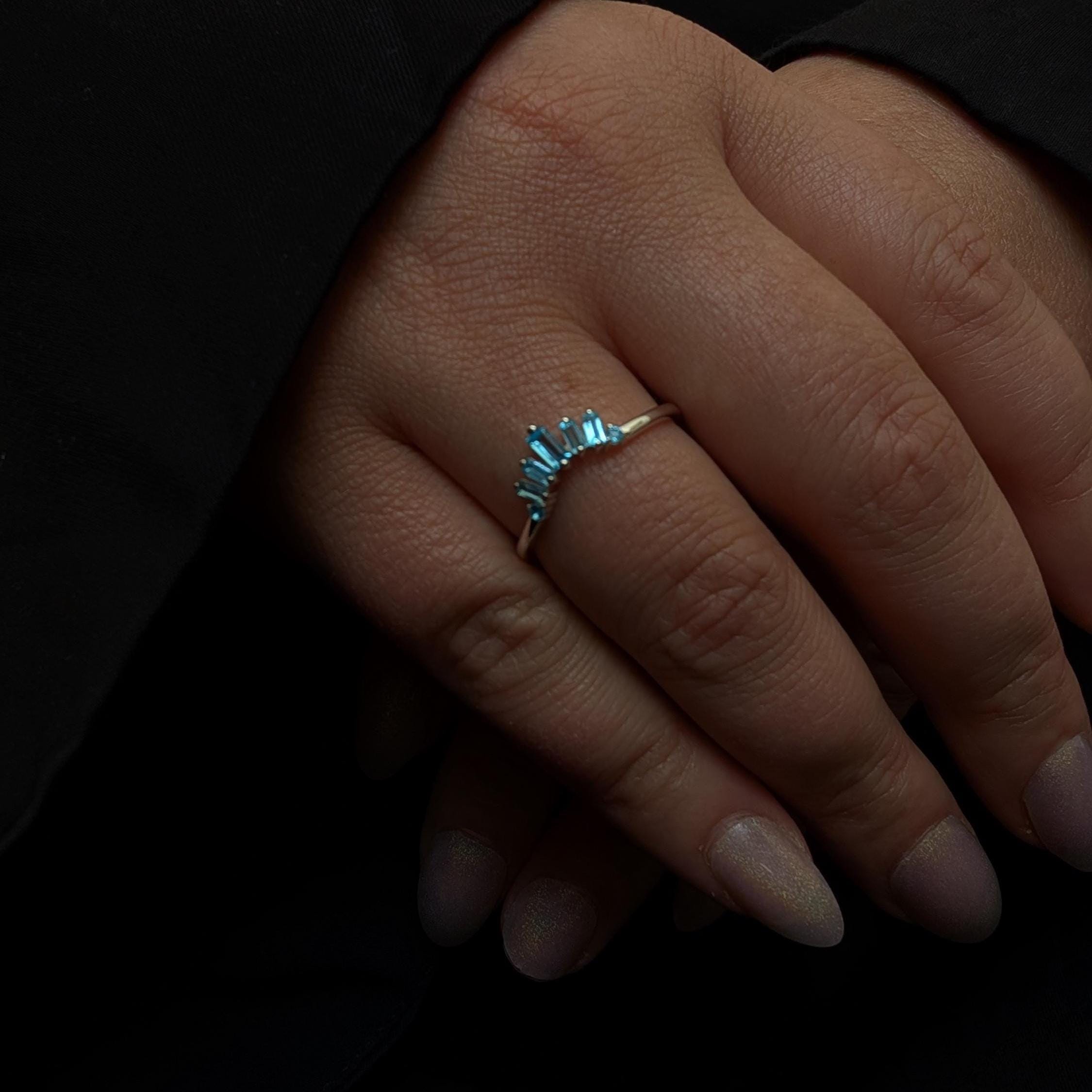 Blue Topaz stacking enhancer ring | 925 Sterling Silver