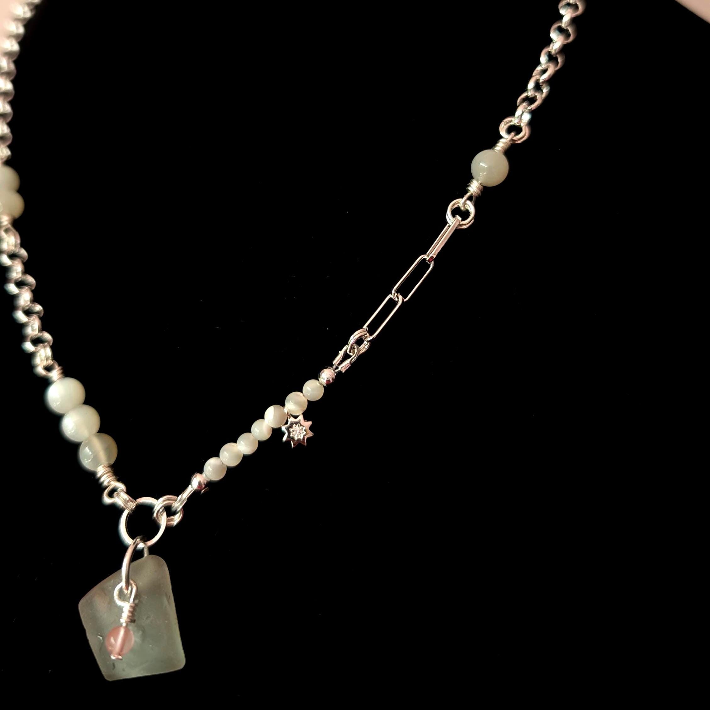 Aphrodite necklace with sea glass and shells