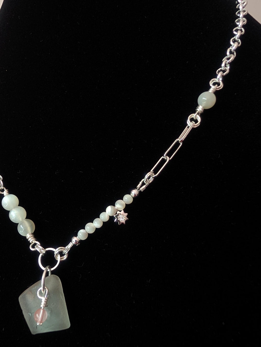 Aphrodite necklace with sea glass and shells
