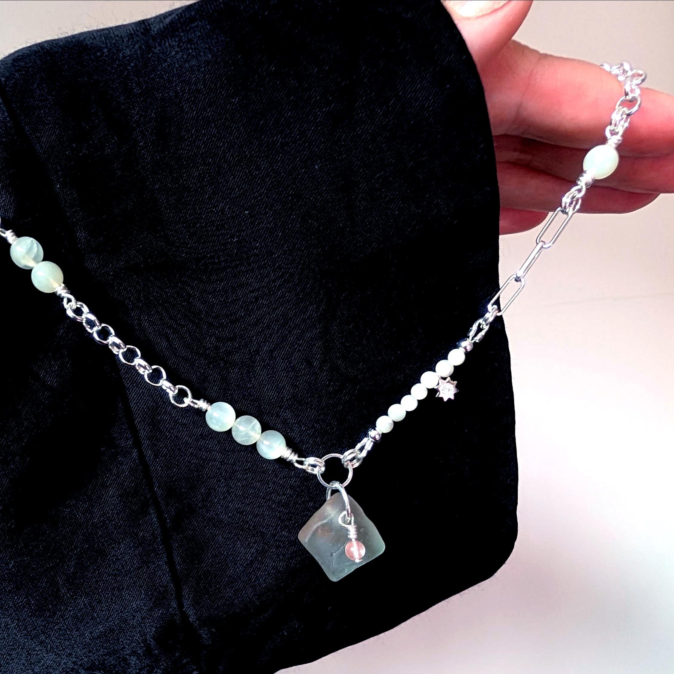 Aphrodite necklace with sea glass and shells