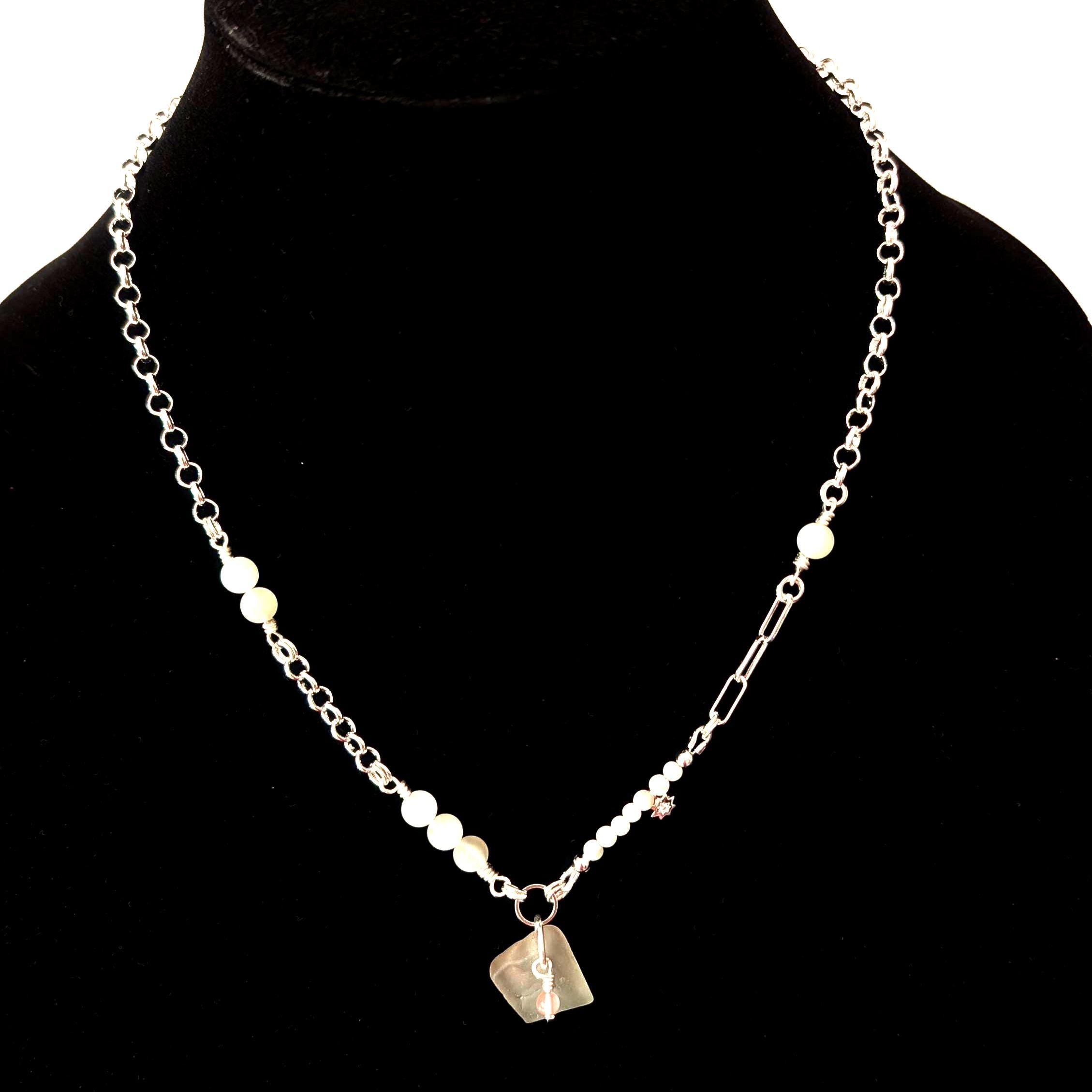 Aphrodite necklace with sea glass and shells