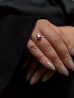 Large natural garnet and white topaz ring | 925 Sterling Silver