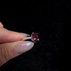 Large natural garnet and white topaz ring | 925 Sterling Silver
