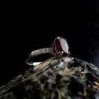 Large natural garnet and white topaz ring | 925 Sterling Silver