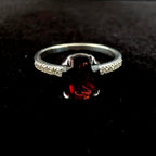Large natural garnet and white topaz ring | 925 Sterling Silver