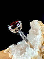 Large natural garnet and white topaz ring | 925 Sterling Silver