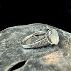 Large natural rainbow moonstone & white topaz ring | 925 Sterling Silver