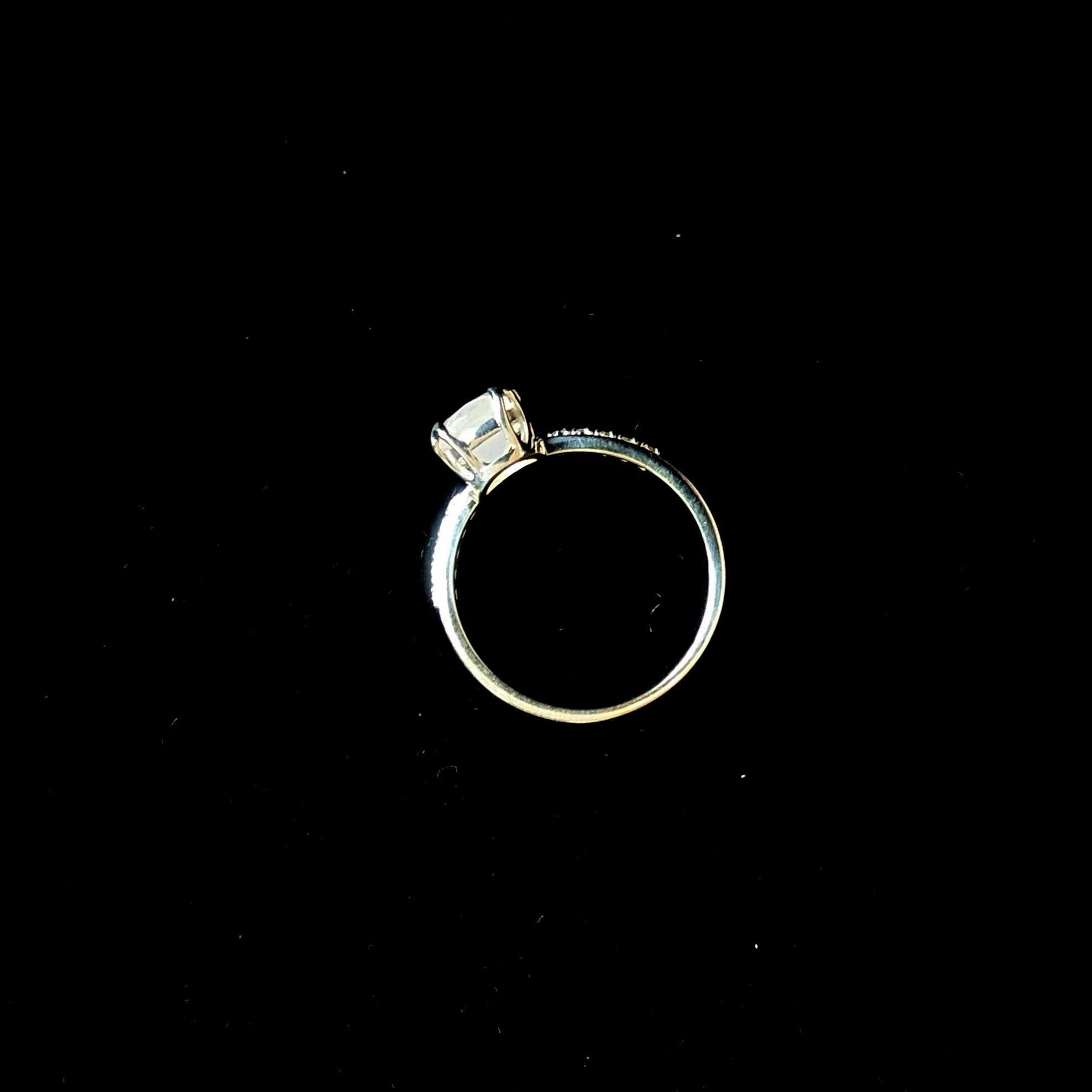 Large natural rainbow moonstone & white topaz ring | 925 Sterling Silver