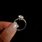 Large natural rainbow moonstone & white topaz ring | 925 Sterling Silver