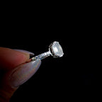 Large natural rainbow moonstone & white topaz ring | 925 Sterling Silver