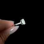 Large natural rainbow moonstone & white topaz ring | 925 Sterling Silver