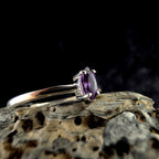 Minimalist natural amethyst ring | 925 Sterling Silver