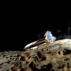 Natural rainbow moonstone minimalist ring | 925 sterling silver