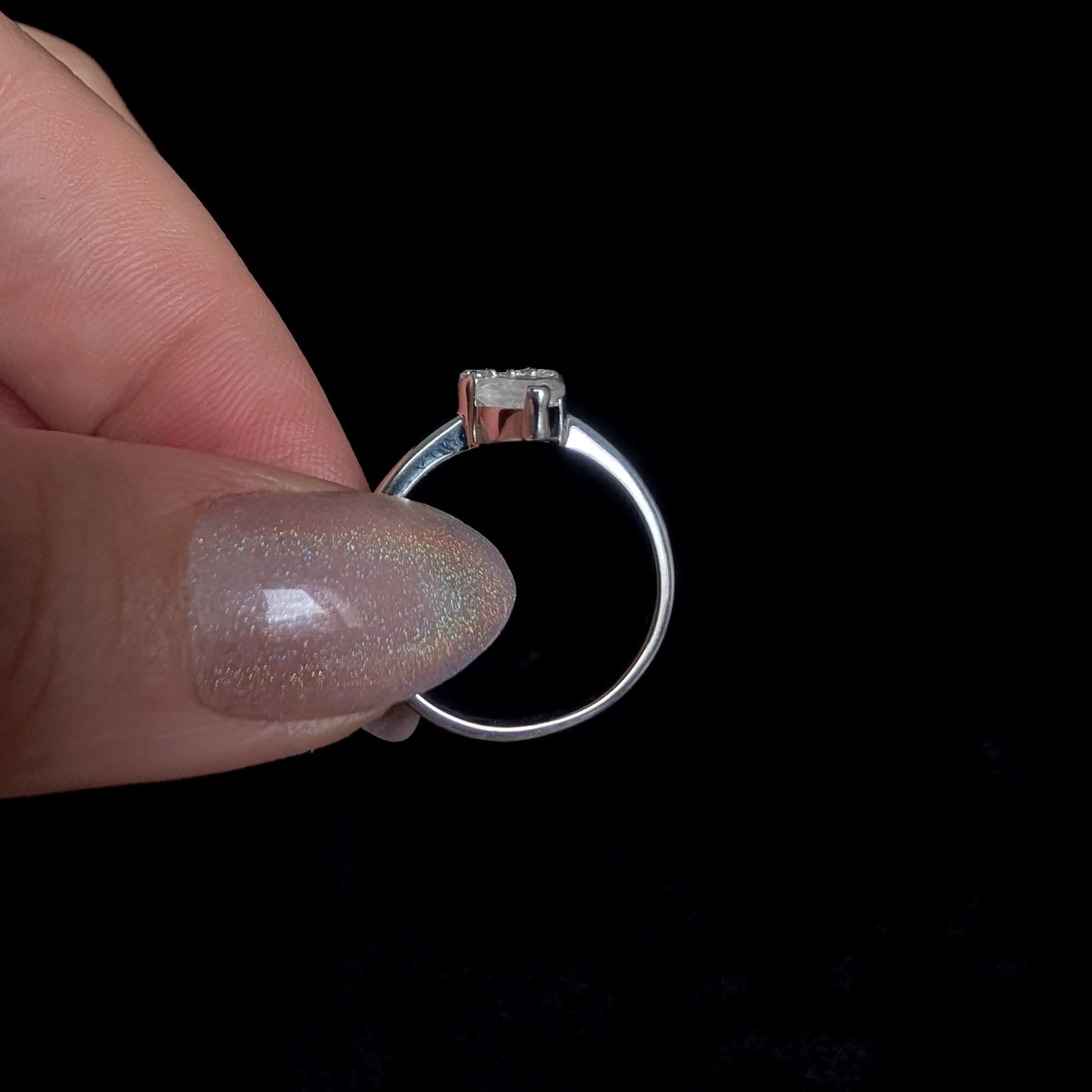 Marquise rainbow moonstone ring | 925 Sterling Silver