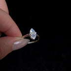 Marquise rainbow moonstone ring | 925 Sterling Silver