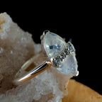 Marquise rainbow moonstone ring | 925 Sterling Silver