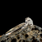 Oval rainbow moonstone and white topaz ring | 925 Sterling Silver