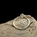 Oval rainbow moonstone and white topaz ring | 925 Sterling Silver