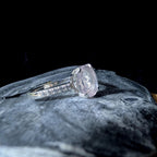 Large natural pink quartz and white topaz ring | 925 sterling silver