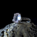 Large natural pink quartz and white topaz ring | 925 sterling silver