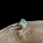 Pear cut rainbow moonstone ring | 925 Sterling Silver