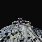 Minimalist rhodolite garnet ring | 925 Sterling Silver