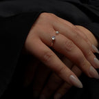 Dainty rainbow moonstone ring | 925 Sterling Silver