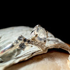 Statement rainbow moonstone & white topaz ring | 925 Sterling Silver