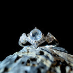 Statement rainbow moonstone & white topaz ring | 925 Sterling Silver