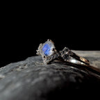 Statement rainbow moonstone & white topaz ring | 925 Sterling Silver